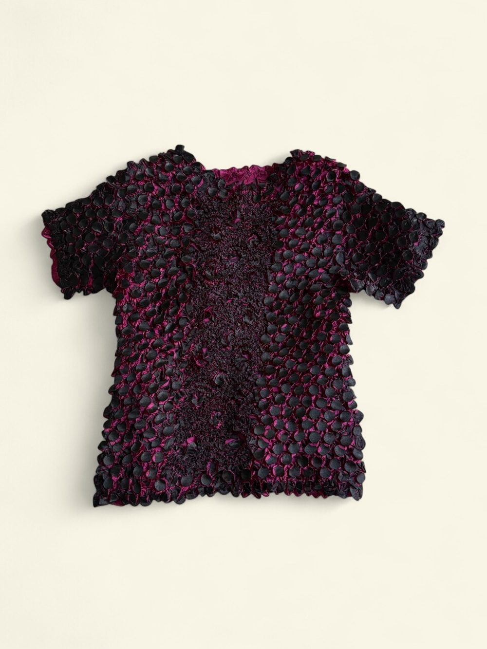 Vintage Y2K Purple Black Popcorn Top Shrunken 3D Bubble Shirt Grunge OS Fairy